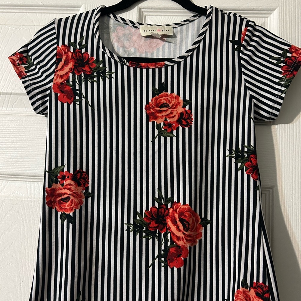 Glitter Girl striped rose top